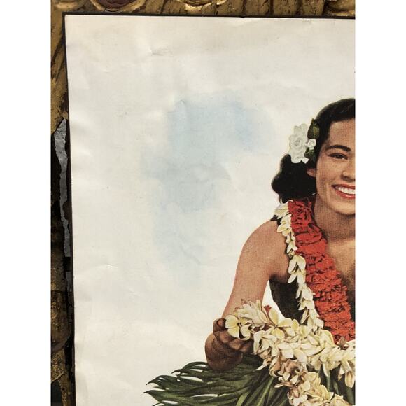 1938 Matson Cruise Line Vintage Hula Girl Hawaiian Flower Lei Travel Ephemera - Picture 3 of 10